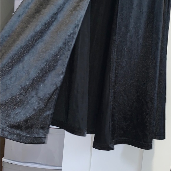 Long Black Stretchy Satin Dress/Gown with Slit - Picture 12 of 15